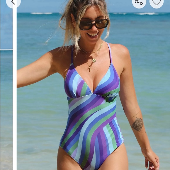 NWT Cupshe Purple Blues One Piece Swimsuit , L - Picture 3 of 3